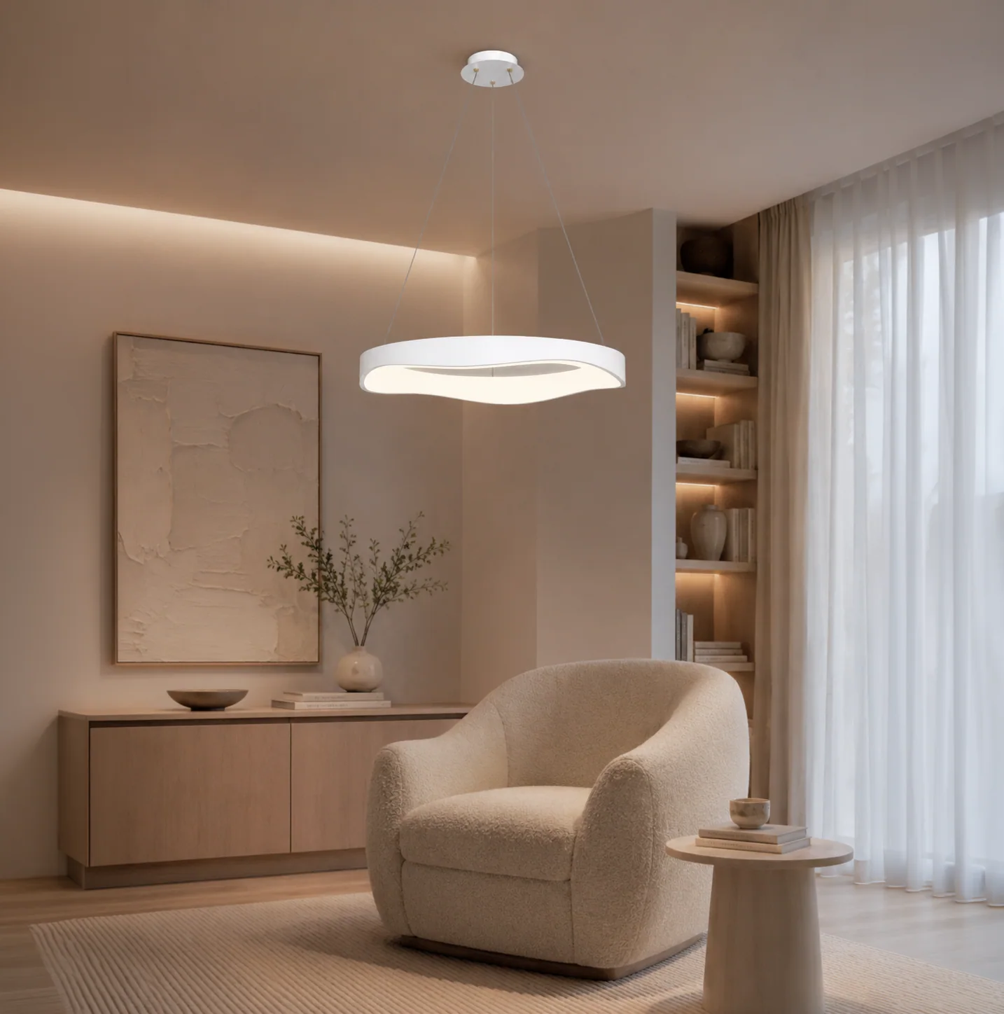 Warmly lit living space
