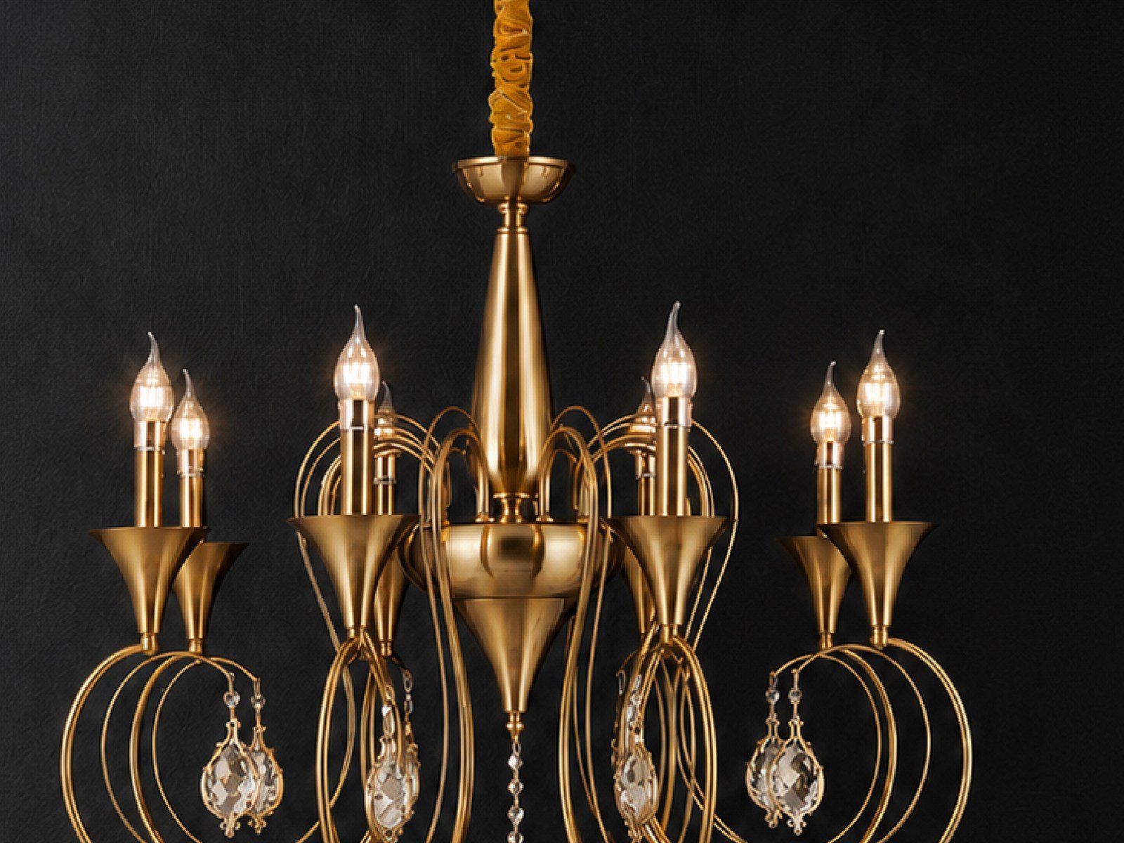 Golden Wall Lamp - 8 Bulb Long