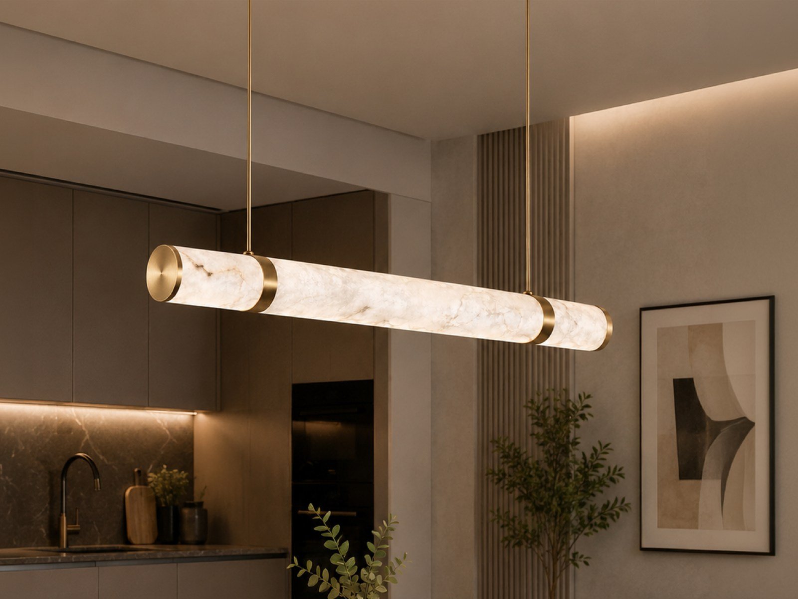 Alabaster Linear Pendant - Installed
