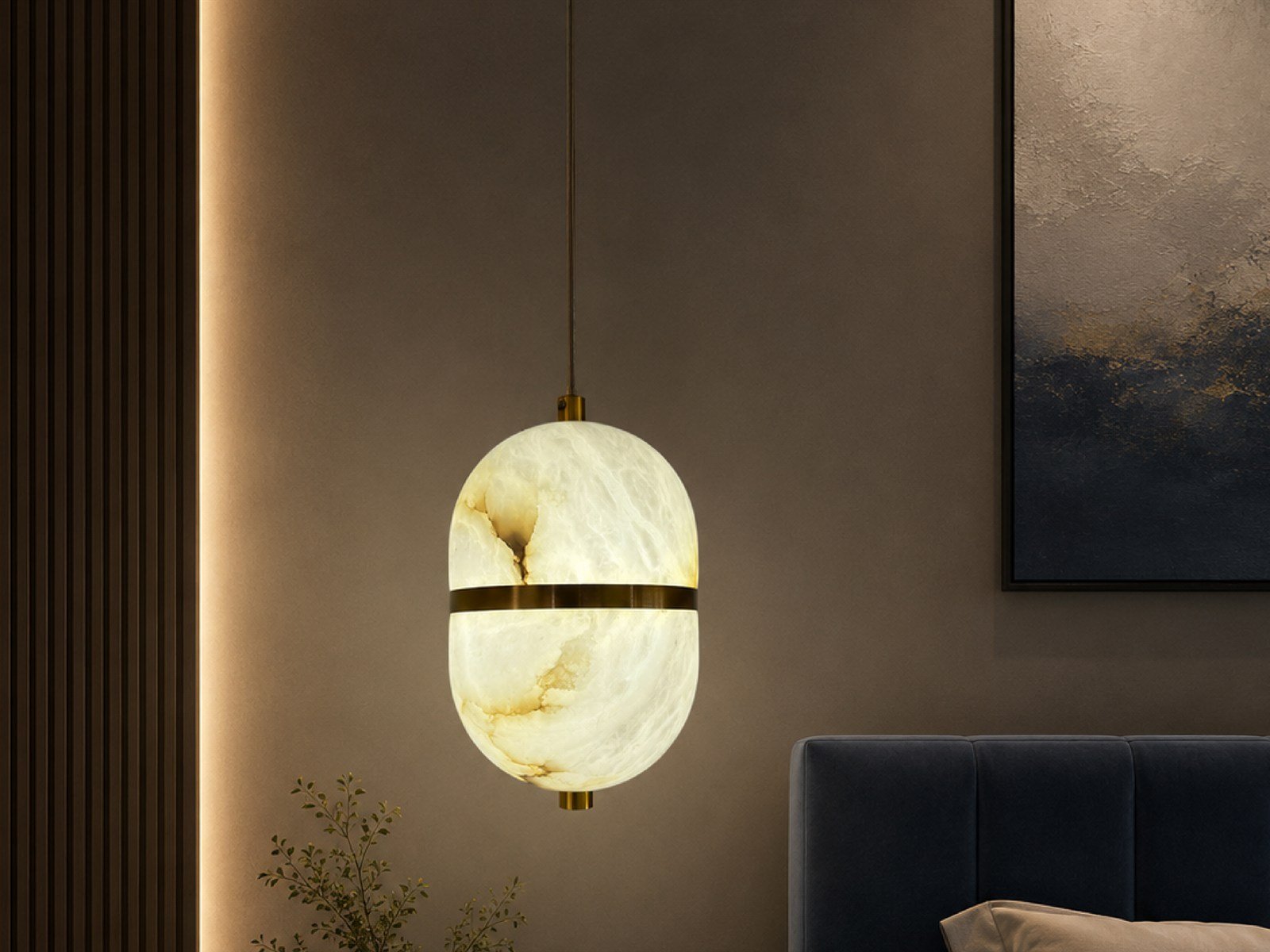Spanish Marble Oval Pendant - Installed