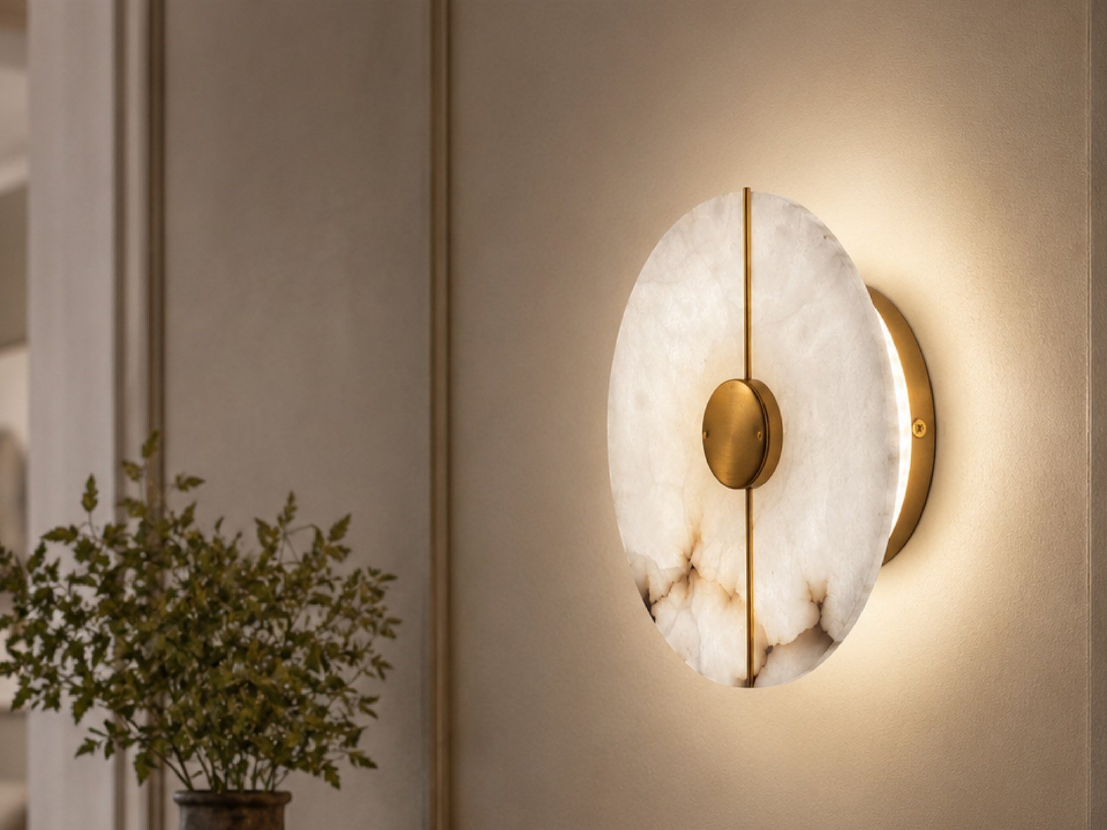 Spanish Marble Round Wall Light - Installed