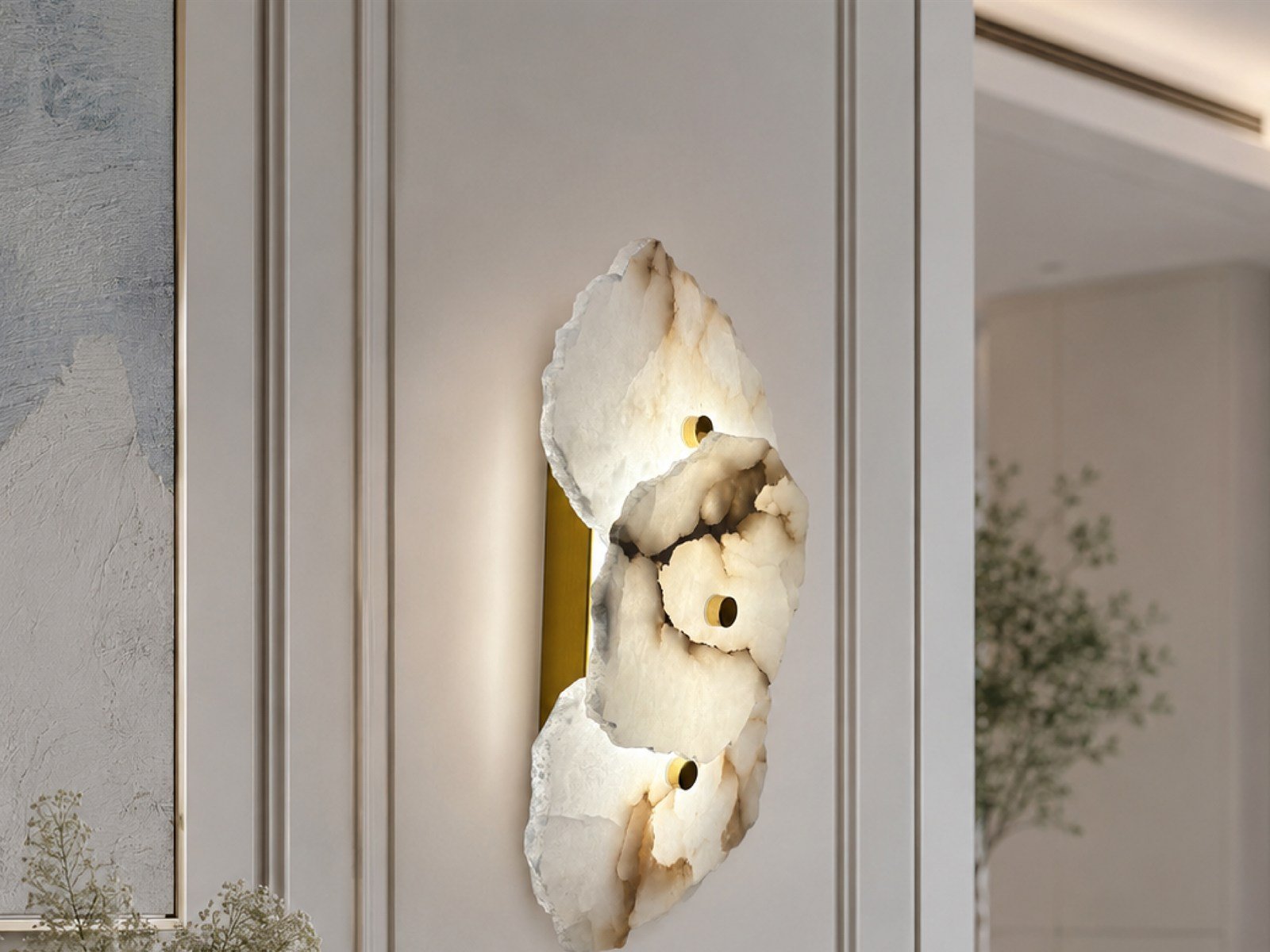 Spanish Marble Organic Wall Light - Installed